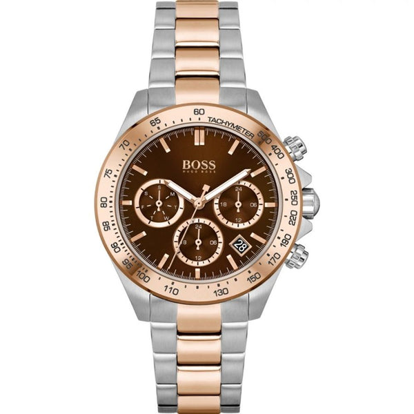 HUGO BOSS Men's Chronograph Quartz Watch with Rose Gold Bezel - A Bold and Sophisticated Style