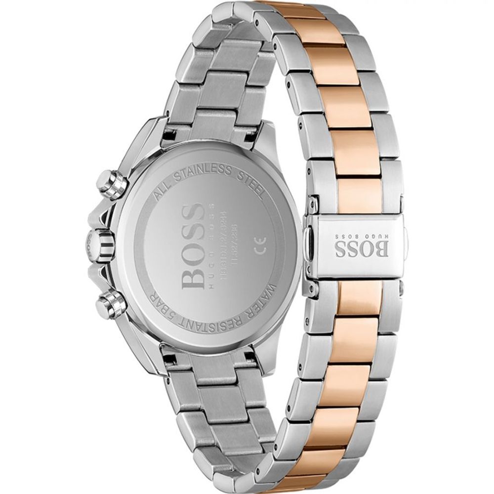 HUGO BOSS Men's Chronograph Quartz Watch with Rose Gold Bezel - A Bold and Sophisticated Style