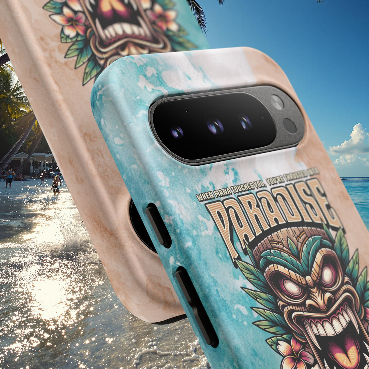 Tahaa – Coque Antichoc Premium « Tiki Féroce » | Design Tribal & Protection Maximale