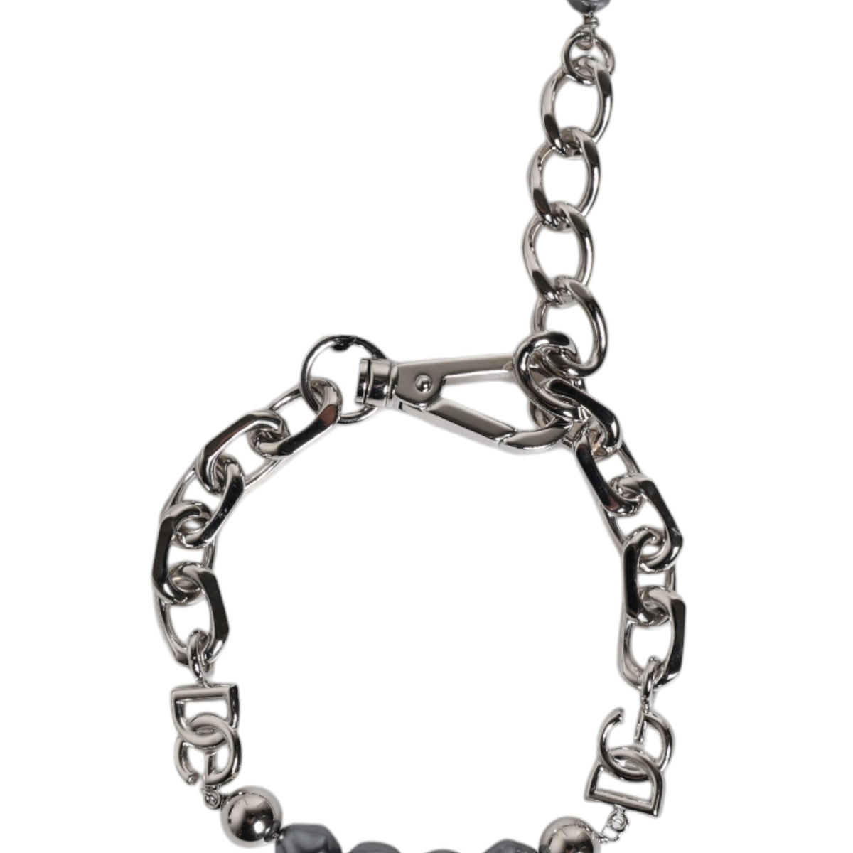 Bracelet Dolce & Gabbana "Chaîne Argentée & Perles Grises DG"