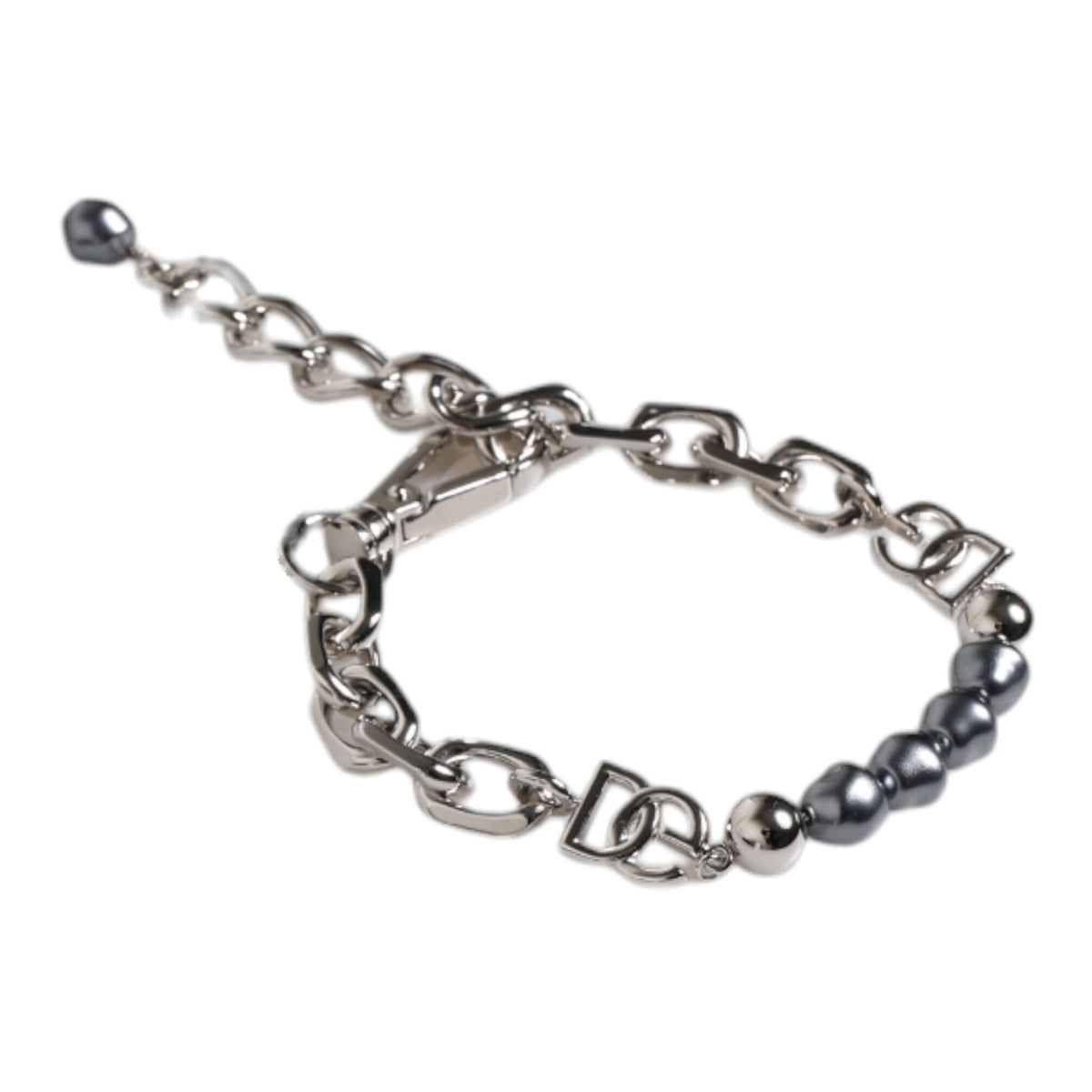 Bracelet Dolce & Gabbana "Chaîne Argentée & Perles Grises DG"