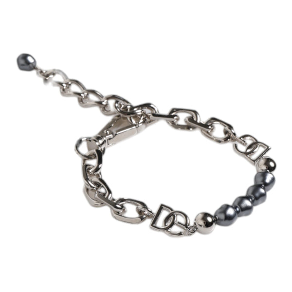 Bracelet Dolce & Gabbana "Chaîne Argentée & Perles Grises DG"