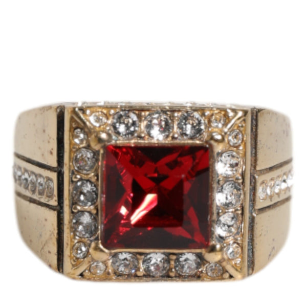 Dolce &amp; Gabbana "Bright Passion" Ring in Gold-Plated 925 Sterling Silver and Red Crystal