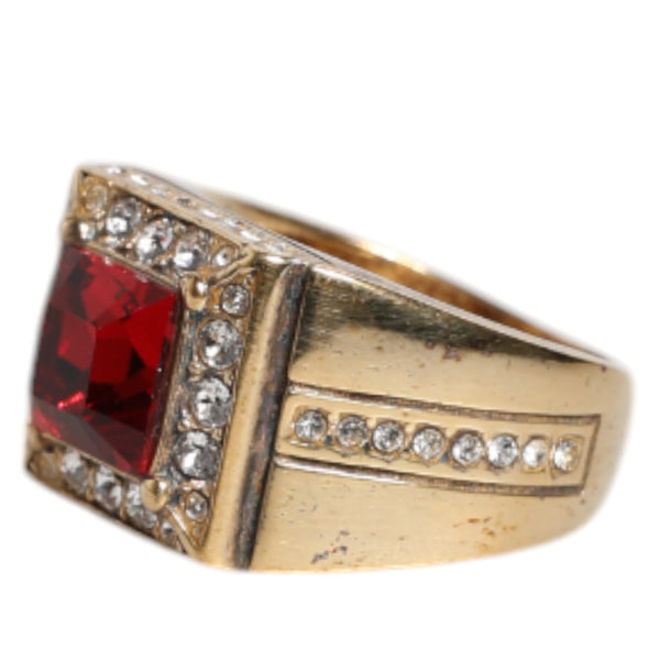 Dolce &amp; Gabbana "Bright Passion" Ring in Gold-Plated 925 Sterling Silver and Red Crystal