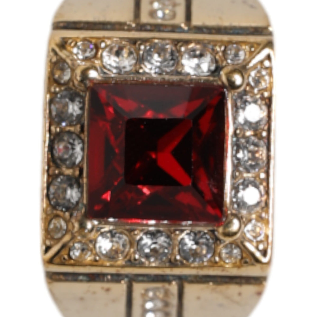 Bague Dolce & Gabbana "Passion Éclatante" en Argent Sterling 925 Doré et Cristal Rouge