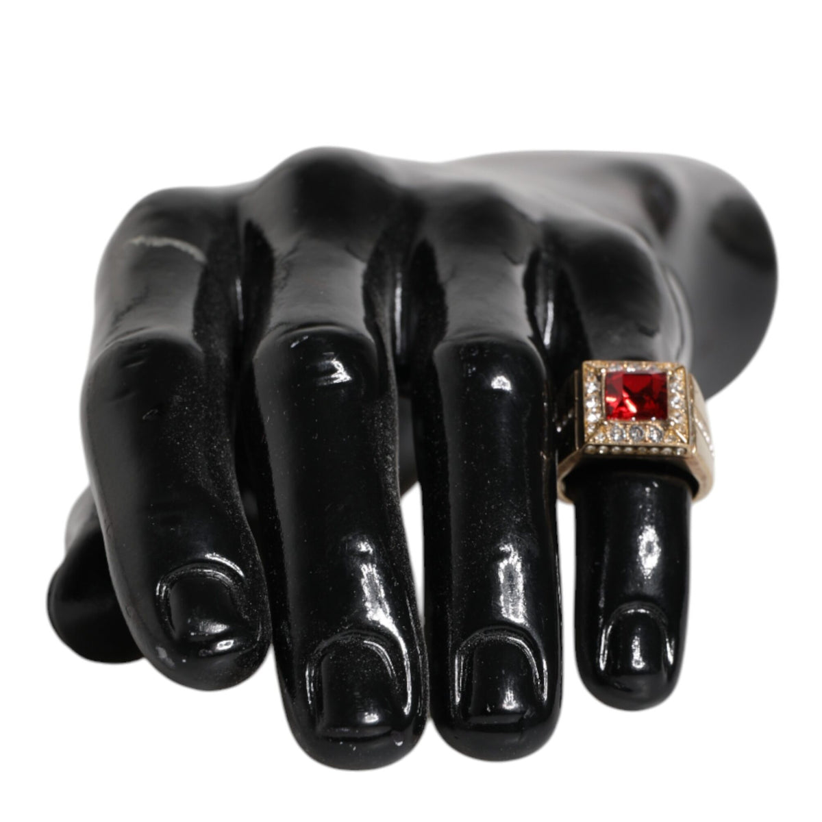 Bague Dolce & Gabbana "Passion Éclatante" en Argent Sterling 925 Doré et Cristal Rouge