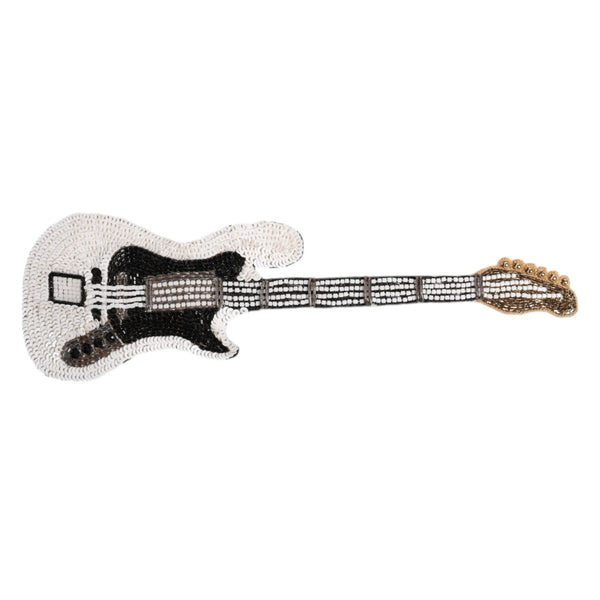 Dolce &amp; Gabbana Gold Brass Logo Beaded Guitar Pin Brooch