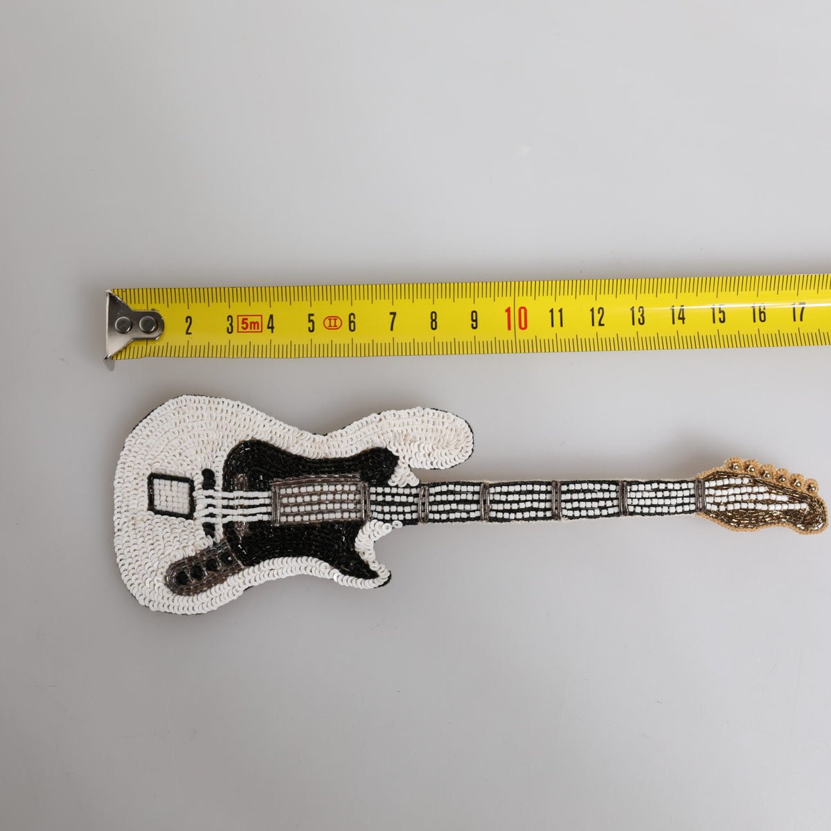 Dolce &amp; Gabbana Gold Brass Logo Beaded Guitar Pin Brooch