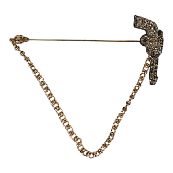 DOLCE &amp; GABBANA PISTOL PIN BROOCH in Brass, Copper and Glass - Western Chic Style