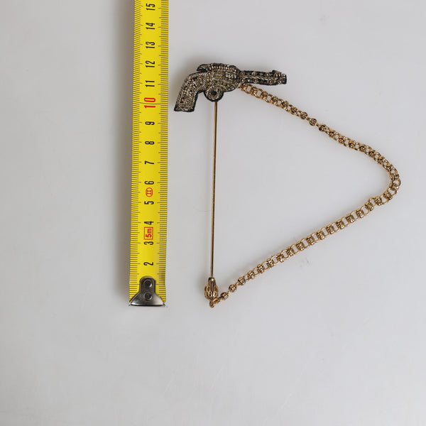 DOLCE &amp; GABBANA PISTOL PIN BROOCH in Brass, Copper and Glass - Western Chic Style