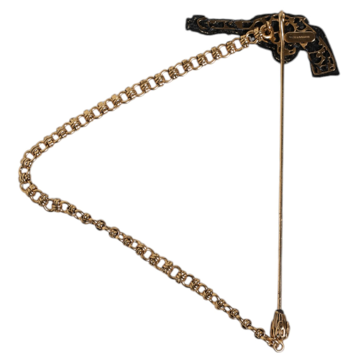 DOLCE & GABBANA BROCHE ÉPINGLE PISTOLET en Laiton Cuivre et Verre - Style Western Chic