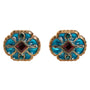 Boutons de Manchette Dolce & Gabbana "Fleur Émaillée Bleue & Or"