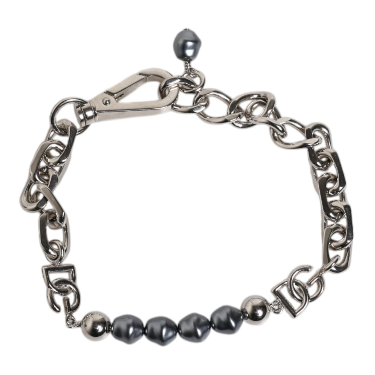 Bracelet Dolce & Gabbana "Chaîne Argentée & Perles Grises DG"
