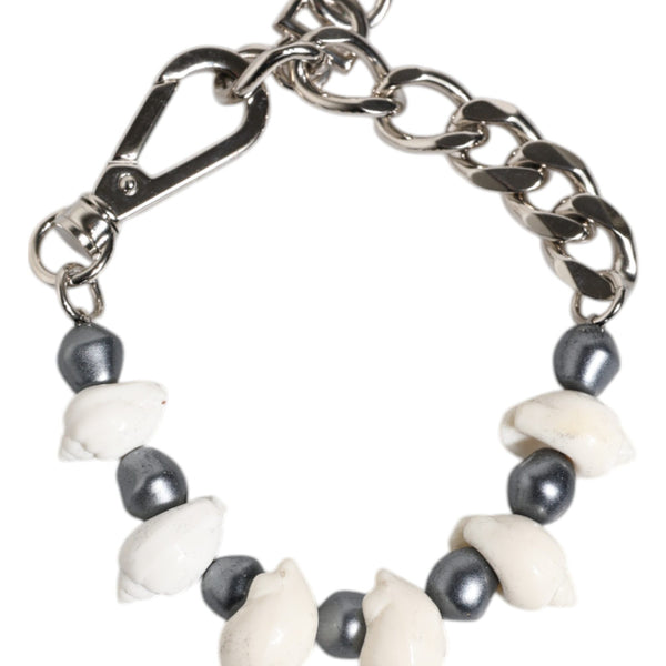 Bracelet Dolce & Gabbana "Chaîne Argentée : Coquillage, Perles & Logo DG
