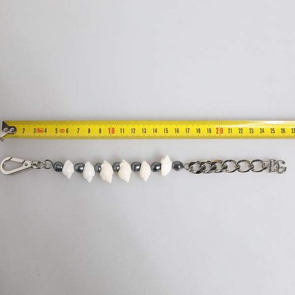 Bracelet Dolce & Gabbana "Chaîne Argentée : Coquillage, Perles & Logo DG