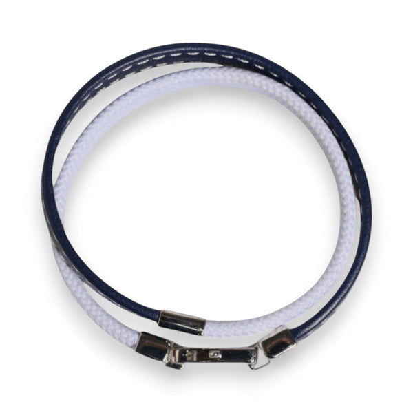 Dolce &amp; Gabbana Bracelet "Blue &amp; White Leather: Silver DG Clasp"