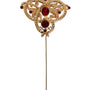 DOLCE & GABBANA  ÉPINGLE en Argent Sterling 925 Doré Ornée de Cristaux Rouges