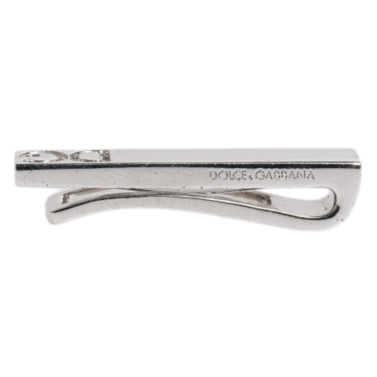 Dolce & Gabbana Silver Tone Brass Logo Branded Tie Clip Bar