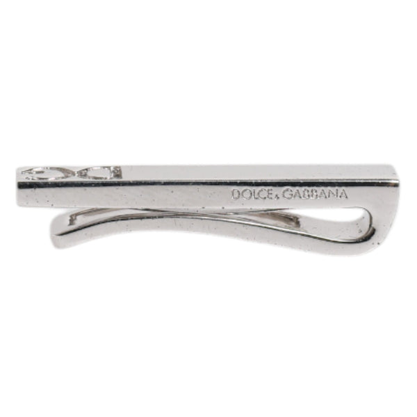 Dolce & Gabbana Silver Tone Brass Logo Branded Tie Clip Bar