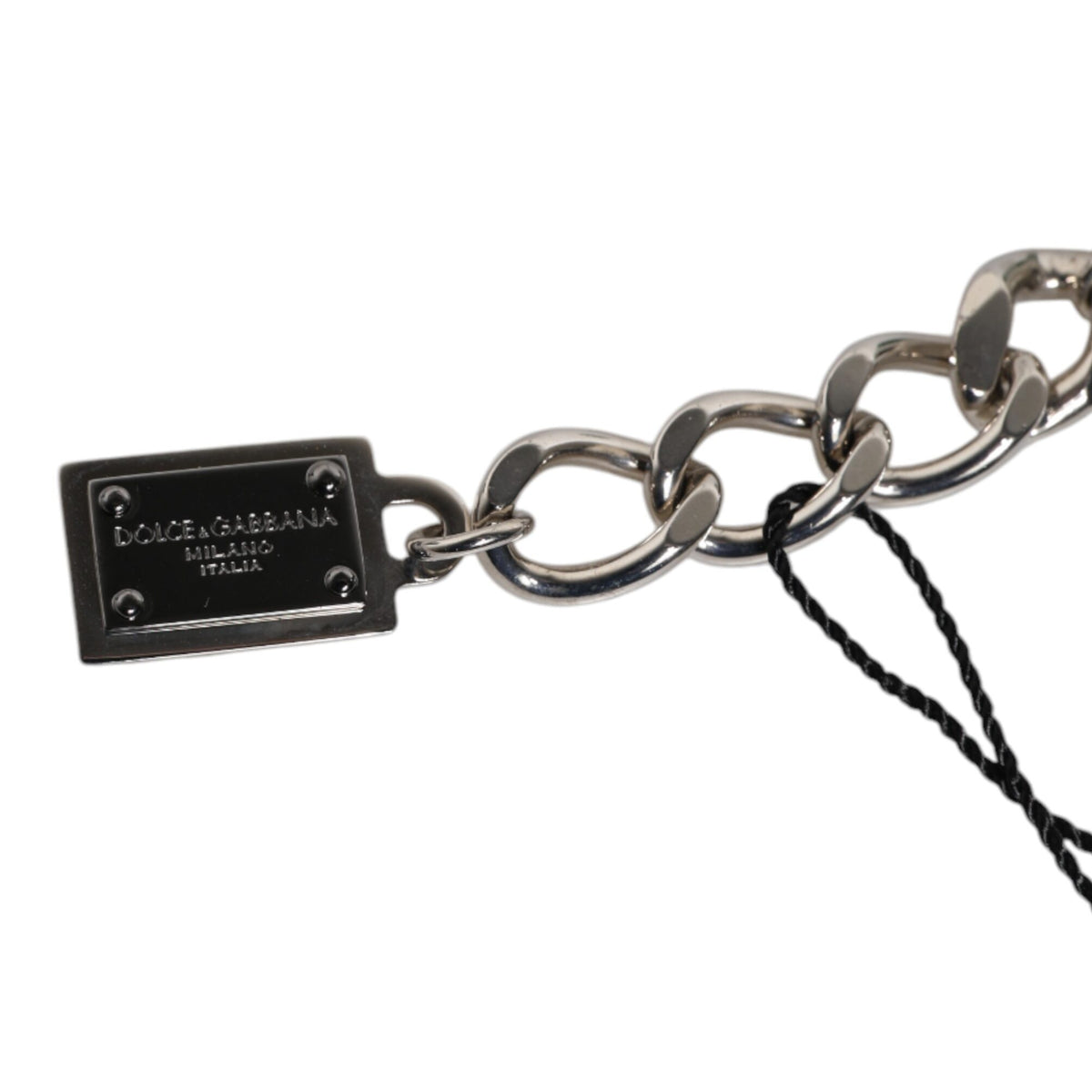 DOLCE & GABBANA : Bracelet Chaîne Argentée, Dés "DG" et Perles Vertes - Chic