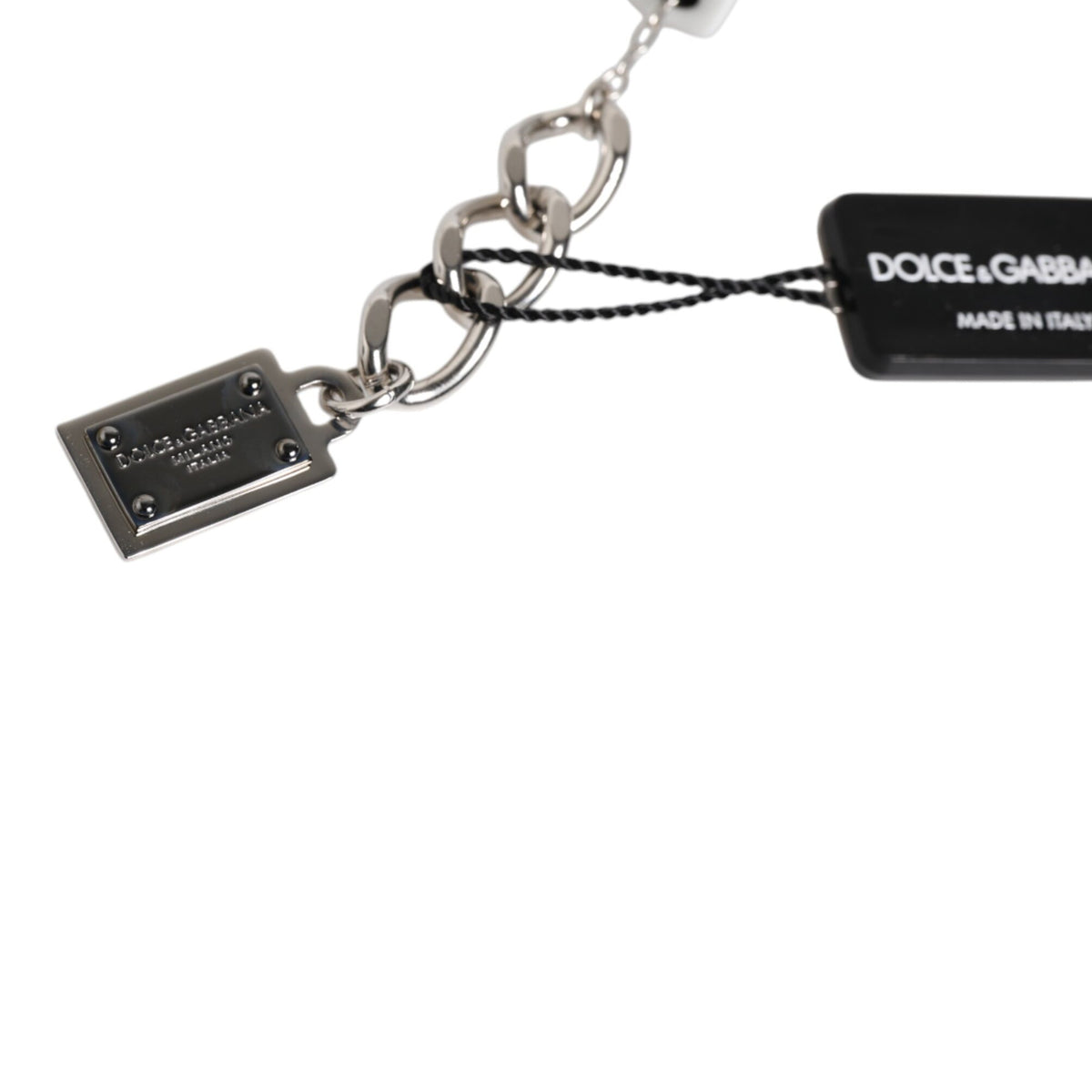 DOLCE &amp; GABBANA: Silver Chain Bracelet, "DOLCE &amp; GABBANA" Dice and Logo Charm