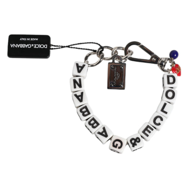 DOLCE & GABBANA : Bracelet Chaîne Argentée, Dés "DOLCE & GABBANA" et Charm Logo