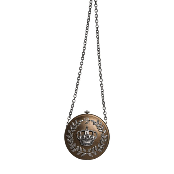 Dolce &amp; Gabbana Gold Brass Metal DG Crown Clutch Crossbody Bag