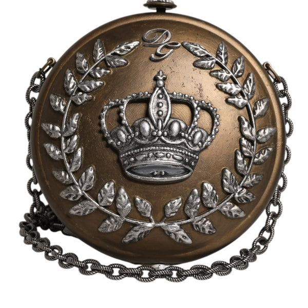Dolce &amp; Gabbana Gold Brass Metal DG Crown Clutch Crossbody Bag