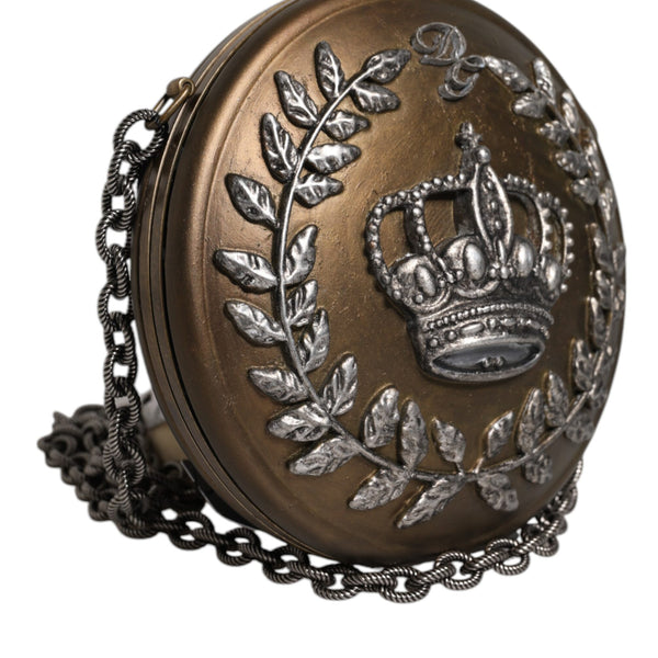 Dolce &amp; Gabbana Gold Brass Metal DG Crown Clutch Crossbody Bag