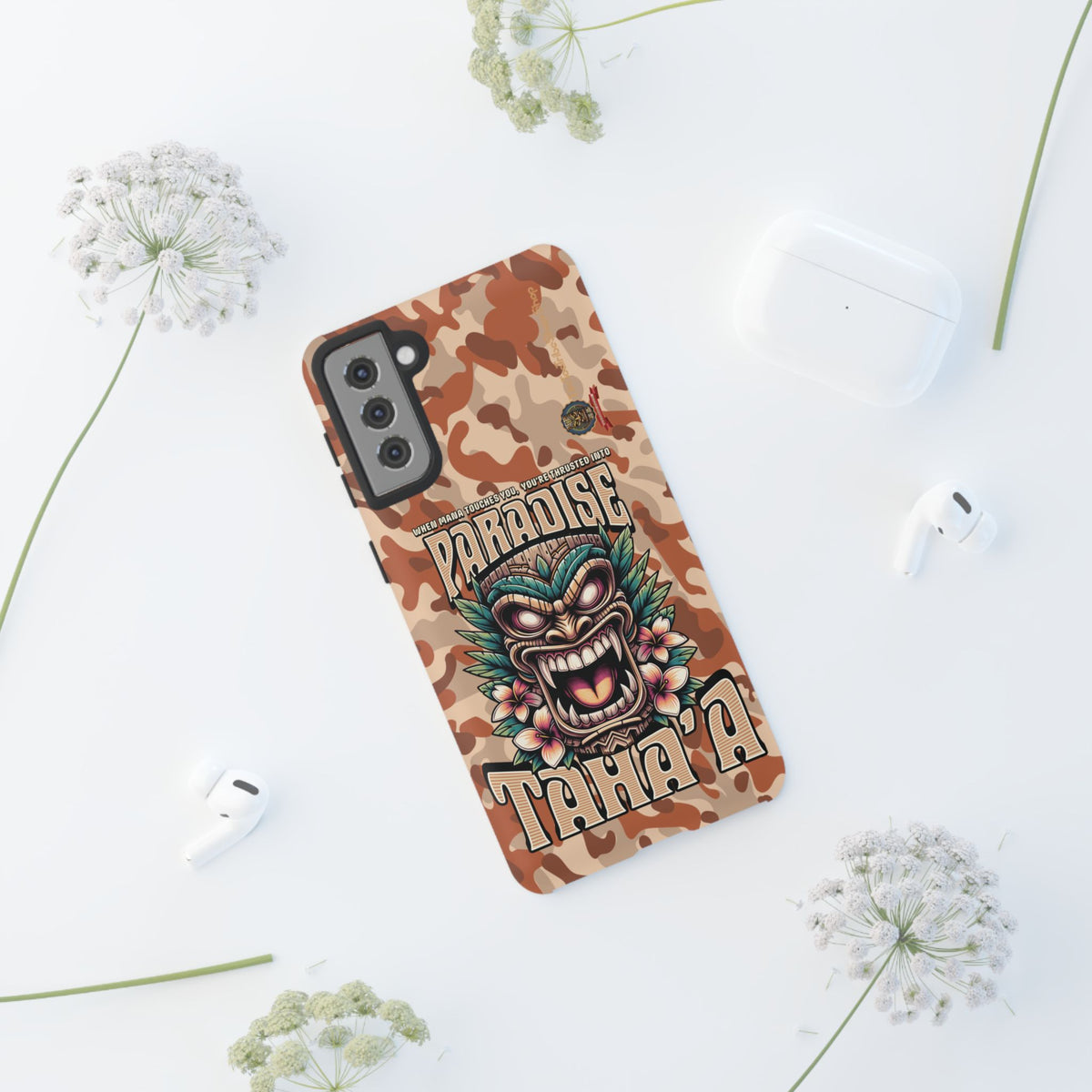 Tahaa – Coque Antichoc Premium « Tiki Féroce » | Design Tribal & Protection Maximale