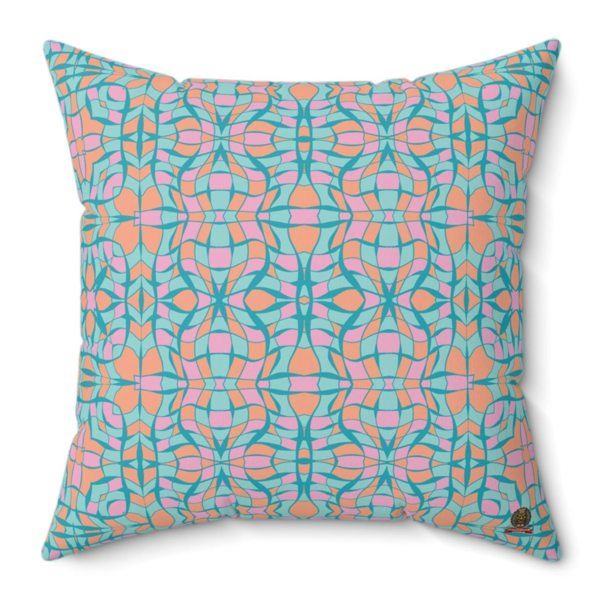 Geometric Abstract: Coral Turquoise Deco