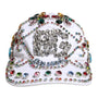DOLCE &amp; GABBANA: White Baseball Cap Decorated with Multicolored Crystals - Cotton &amp; Elastane - Made in Italy