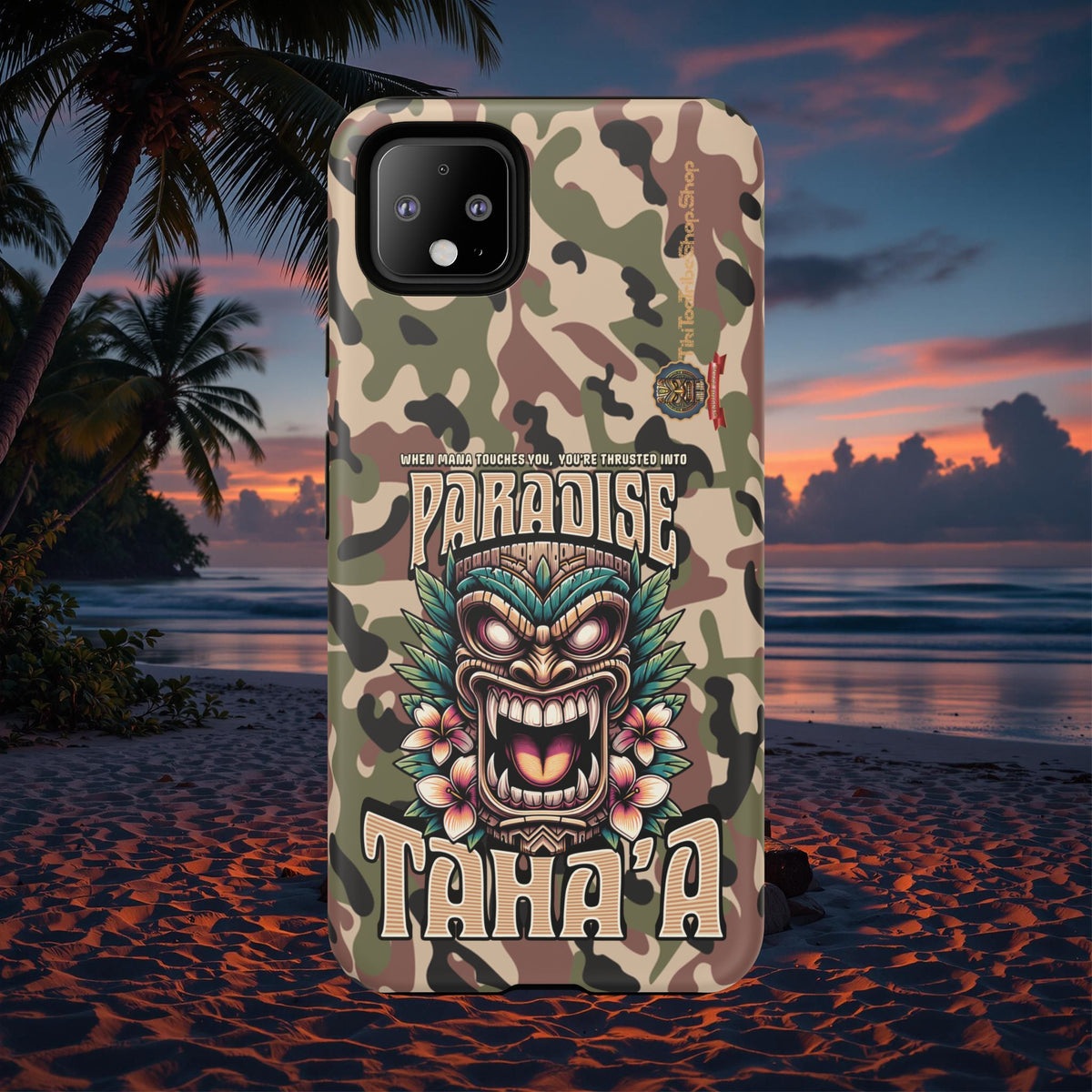 Tahaa – Coque Antichoc Premium « Tiki Féroce » | Design Tribal & Protection Maximale