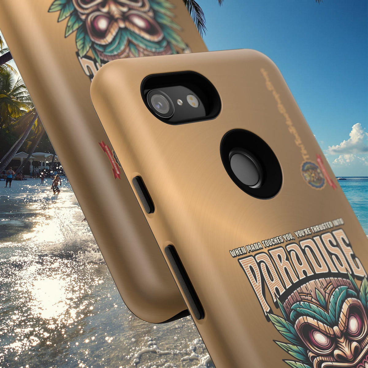 Tahaa – Coque Antichoc Premium « Tiki Féroce » | Design Tribal & Protection Maximale