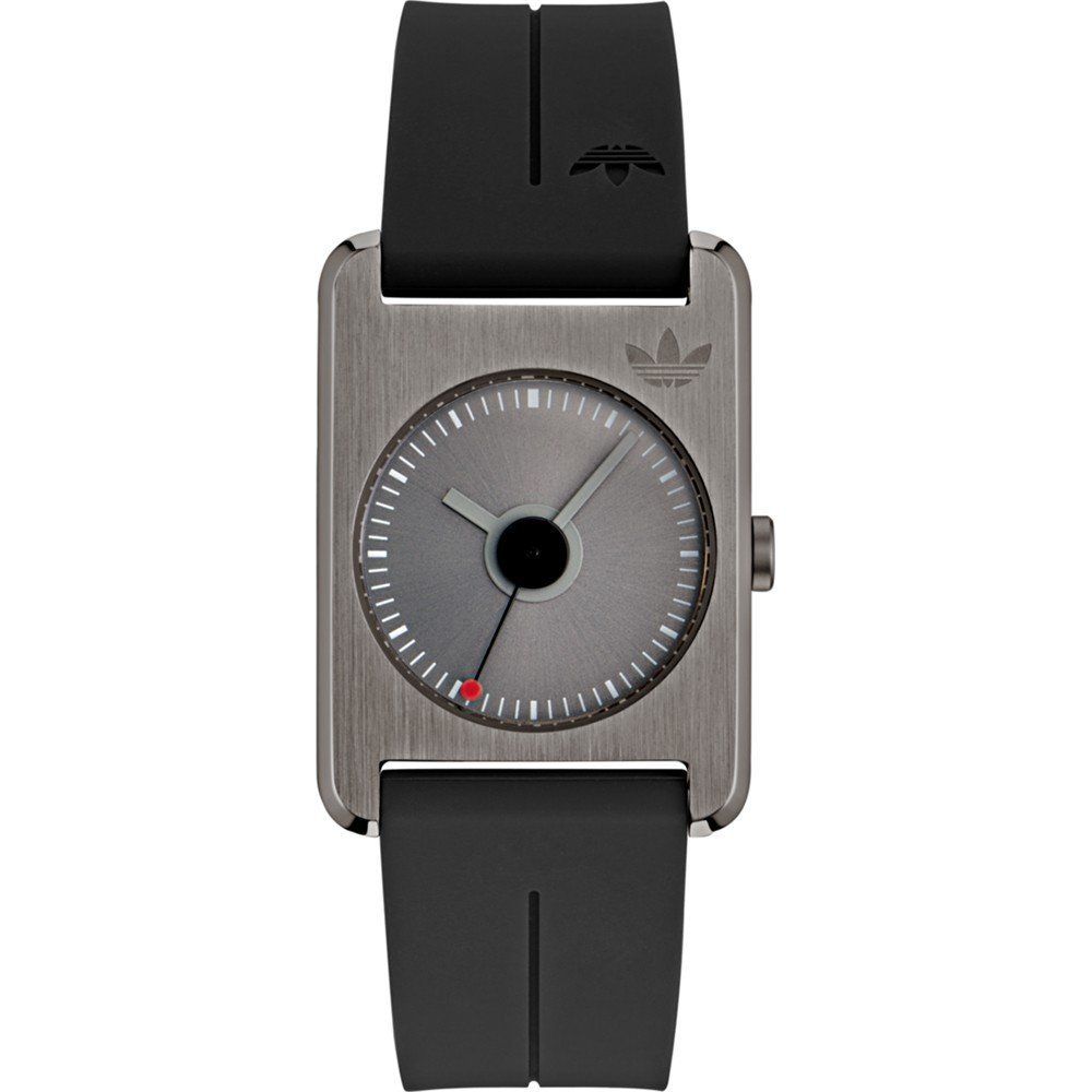 Montre Adidas "Retro Pop One" Mixte - Design Carré Gris et Bracelet Silicone Noir