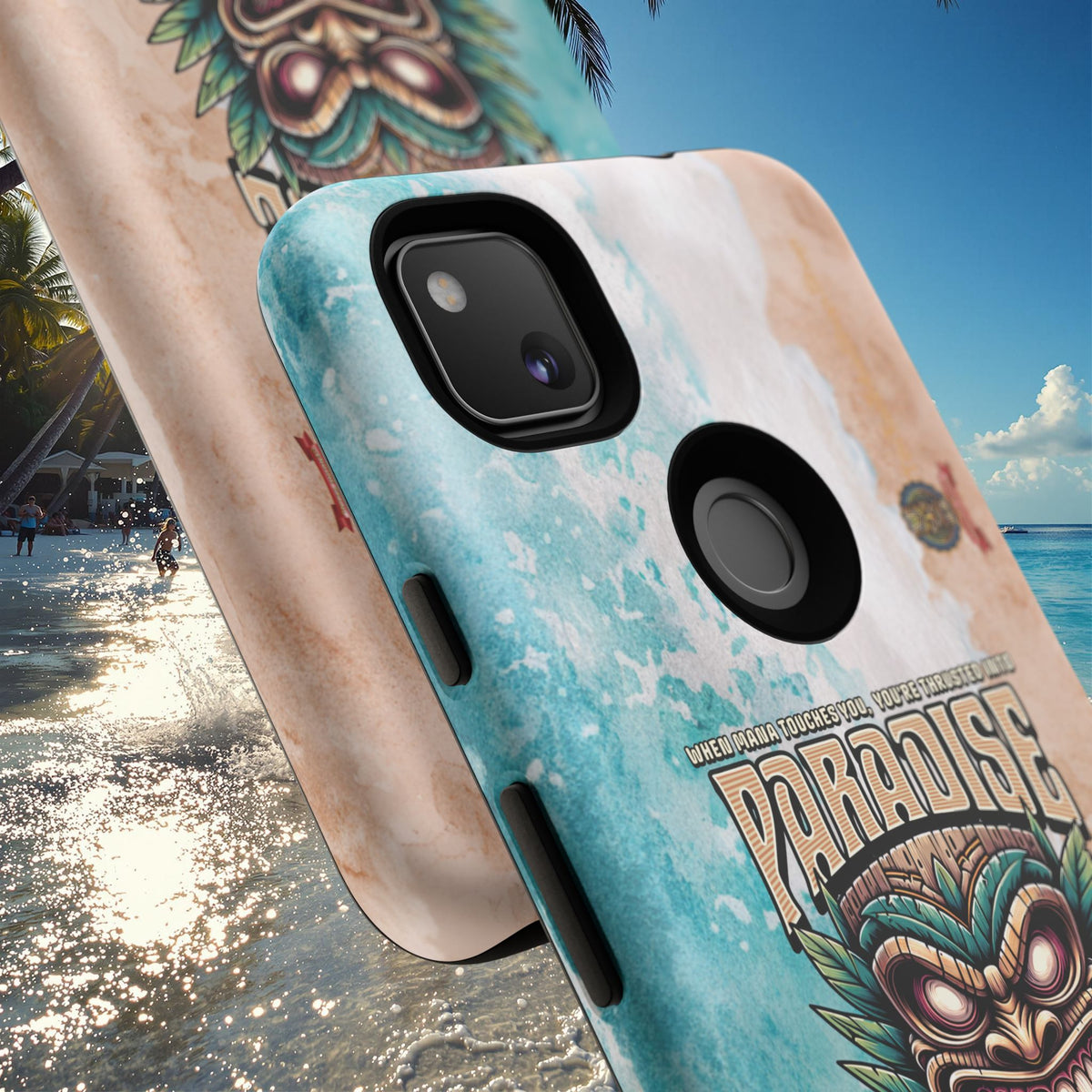 Tahaa – Coque Antichoc Premium « Tiki Féroce » | Design Tribal & Protection Maximale