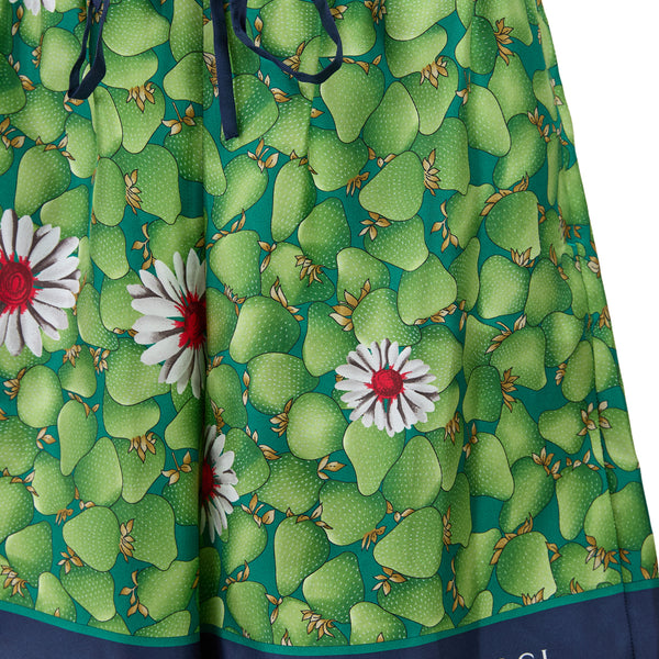 GUCCI : Short en Soie Imprimé Fleurs Vertes - Artisanat Italien d'Exception