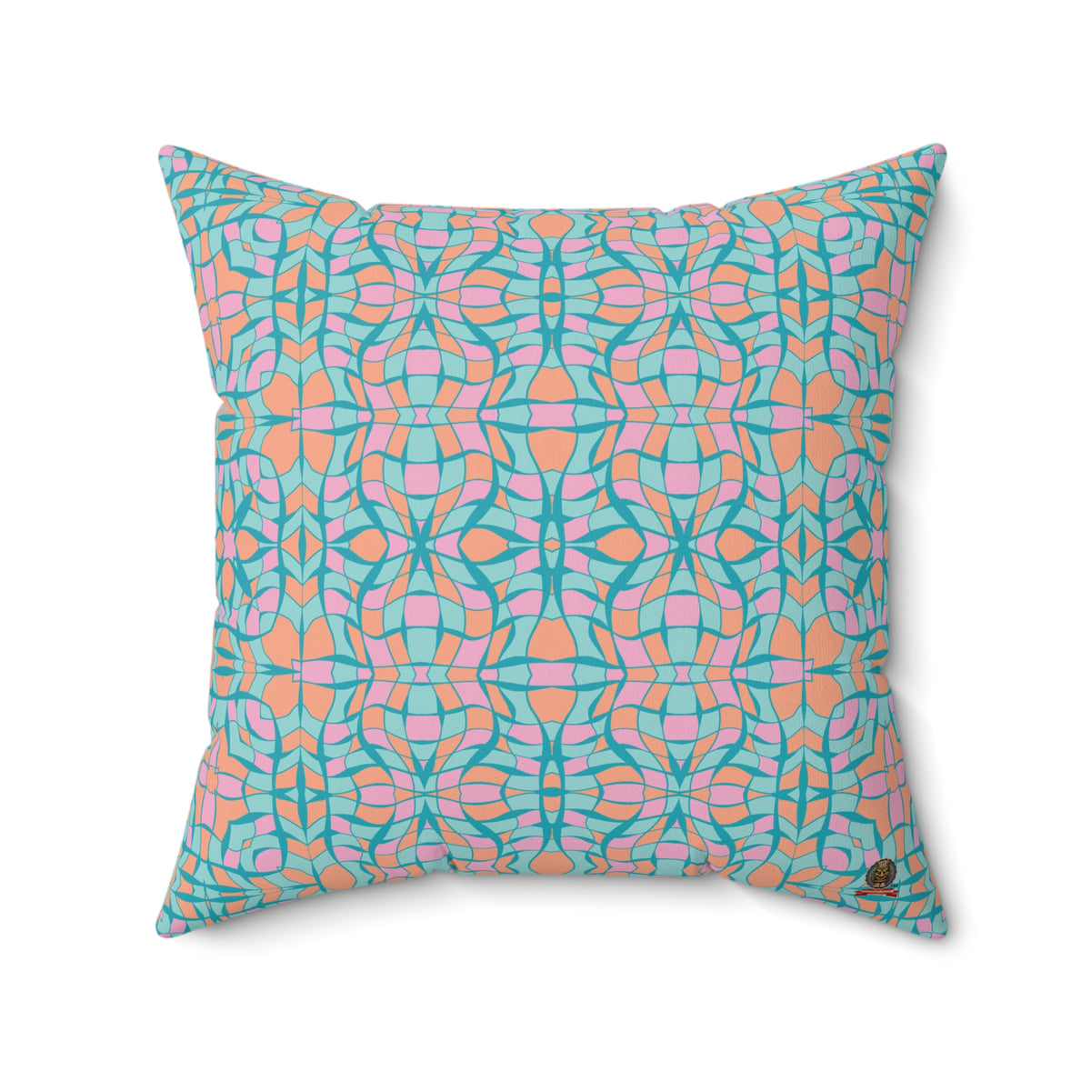 Geometric Abstract: Coral Turquoise Deco