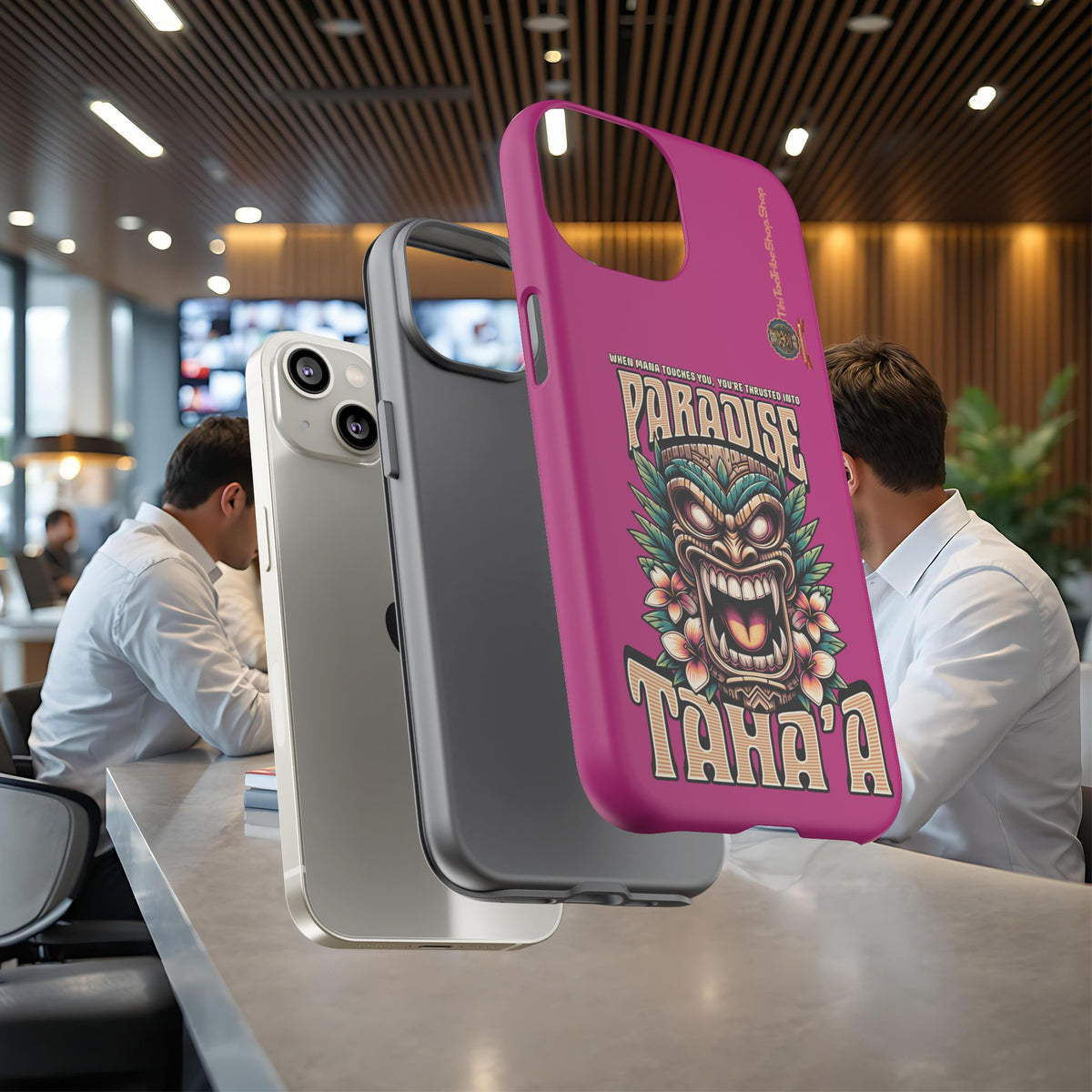 Tahaa – Coque Antichoc Premium « Tiki Féroce » | Design Tribal & Protection Maximale