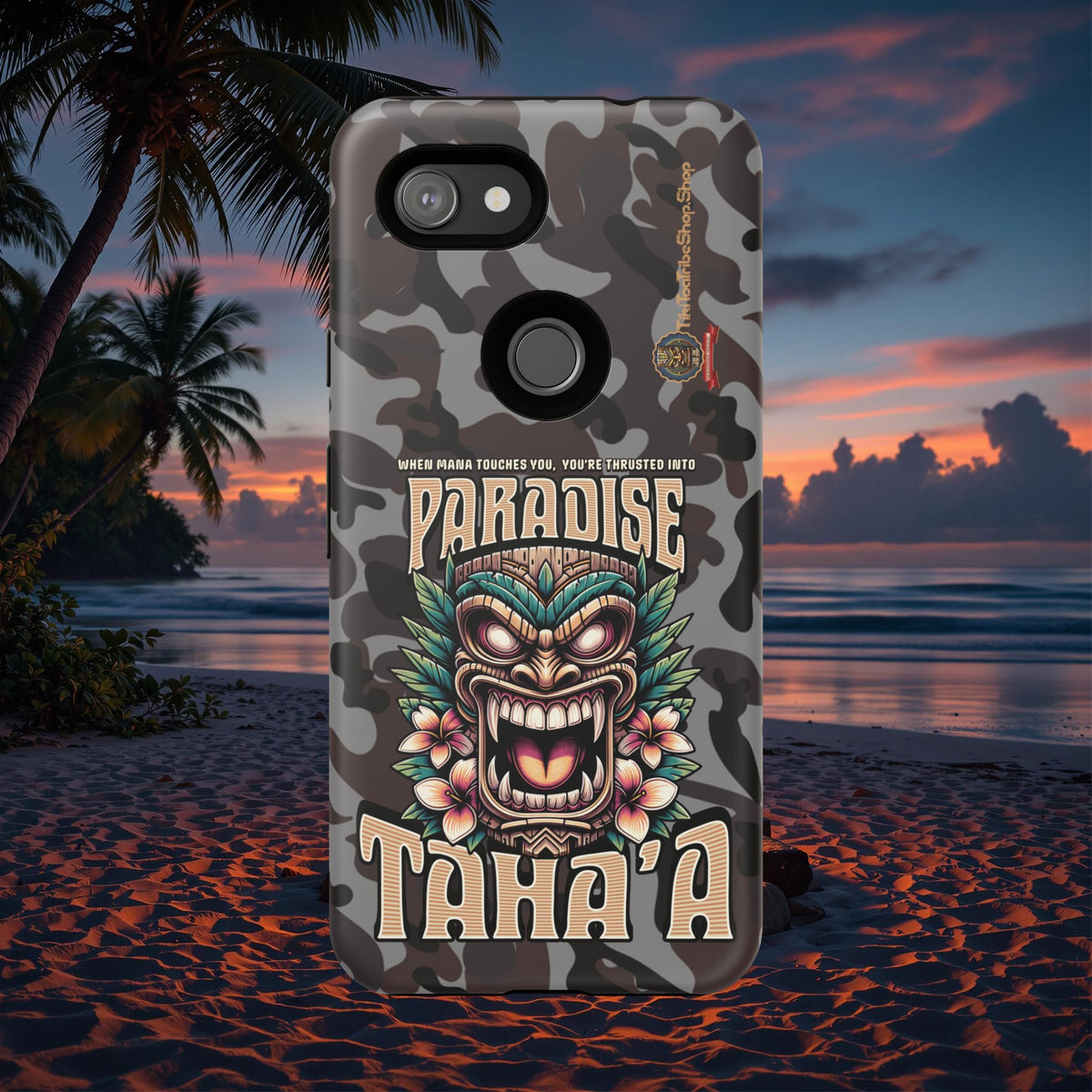 Tahaa – Coque Antichoc Premium « Tiki Féroce » | Design Tribal & Protection Maximale