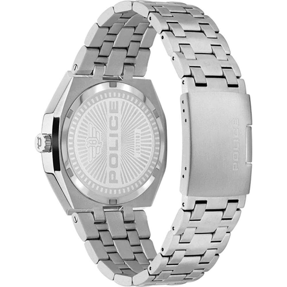 POLICE KEDIRI: Men's Quartz Watch 46mm with Silver Steel Case and Bracelet
