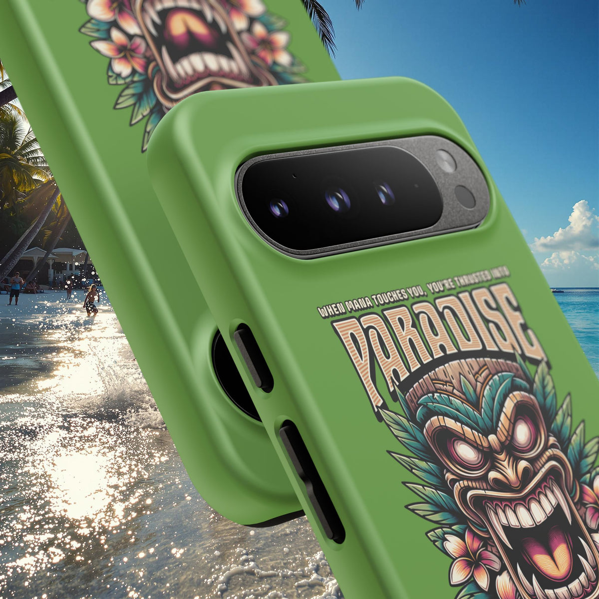 Tahaa – Coque Antichoc Premium « Tiki Féroce » | Design Tribal & Protection Maximale