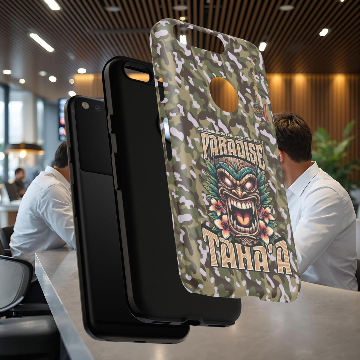 Tahaa – Coque Antichoc Premium « Tiki Féroce » | Design Tribal & Protection Maximale