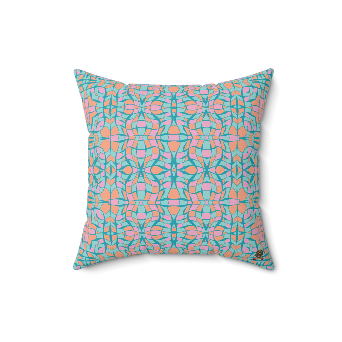 Geometric Abstract: Coral Turquoise Deco