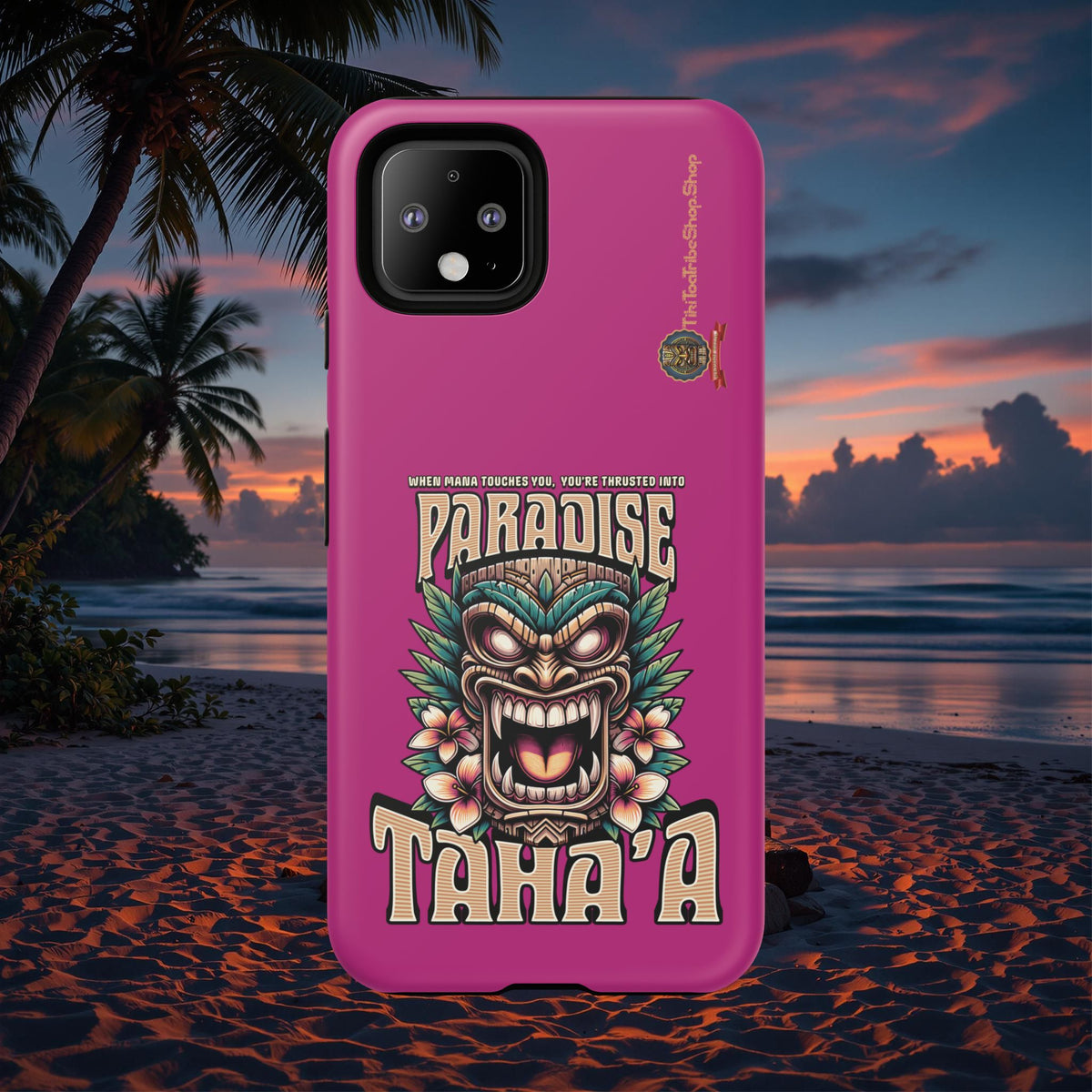 Tahaa – Coque Antichoc Premium « Tiki Féroce » | Design Tribal & Protection Maximale