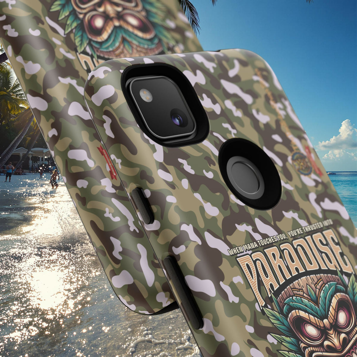 Tahaa – Coque Antichoc Premium « Tiki Féroce » | Design Tribal & Protection Maximale