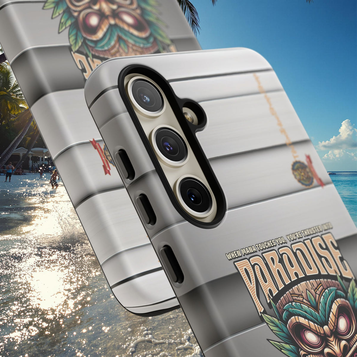 Tahaa – Coque Antichoc Premium « Tiki Féroce » | Design Tribal & Protection Maximale