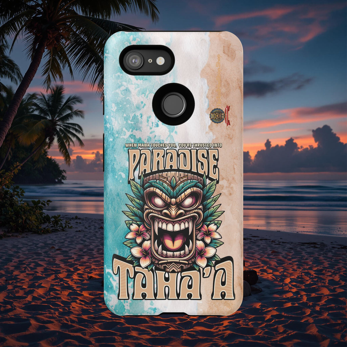 Tahaa – Coque Antichoc Premium « Tiki Féroce » | Design Tribal & Protection Maximale