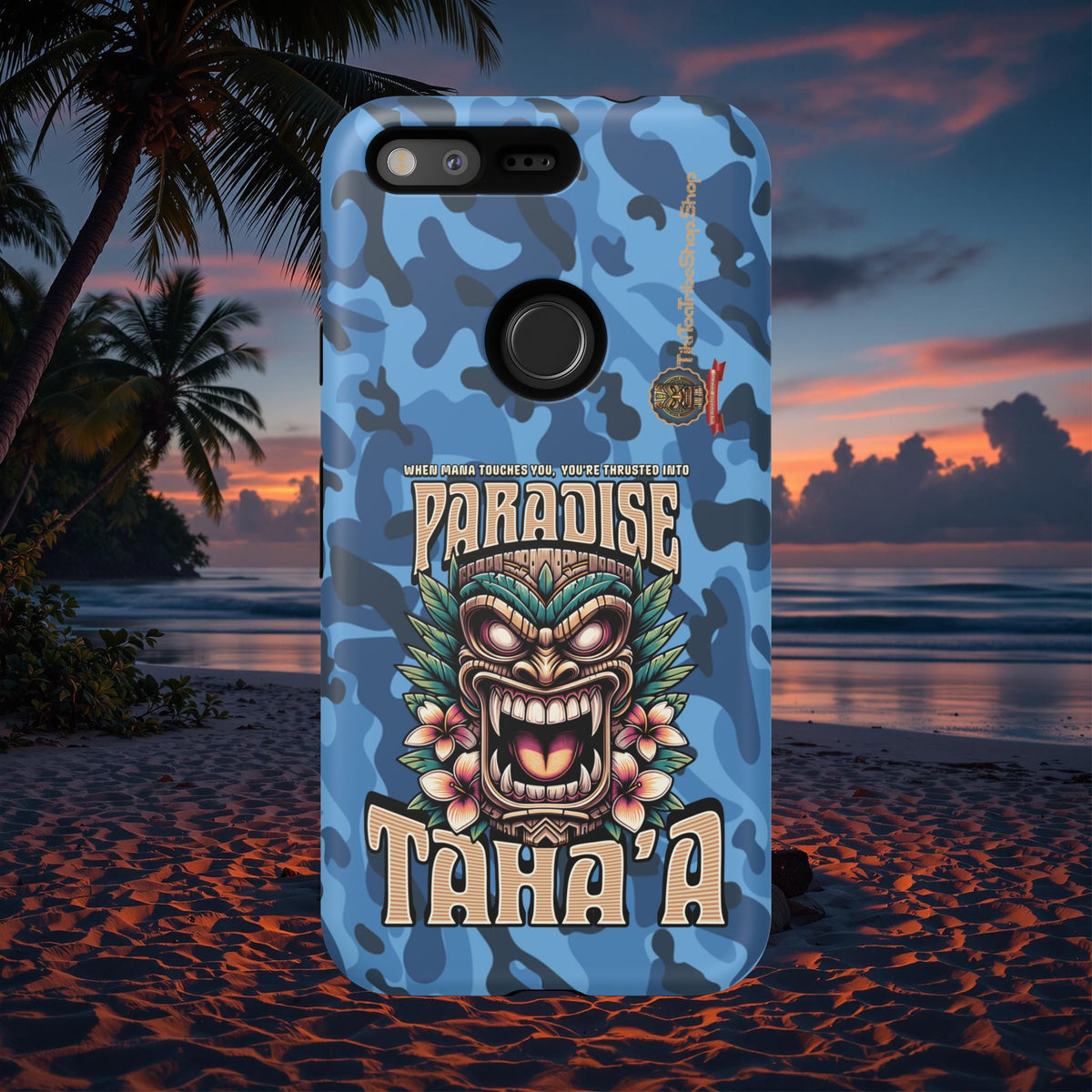 Tahaa – Coque Antichoc Premium « Tiki Féroce » | Design Tribal & Protection Maximale