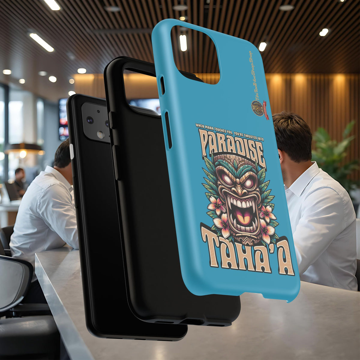 Tahaa – Coque Antichoc Premium « Tiki Féroce » | Design Tribal & Protection Maximale